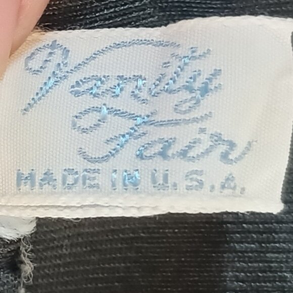 Vanity Fair Vintage Full Slip 32 S Black Lace Bodice & Hem V Neck Made in USA - Picture 9 of 10